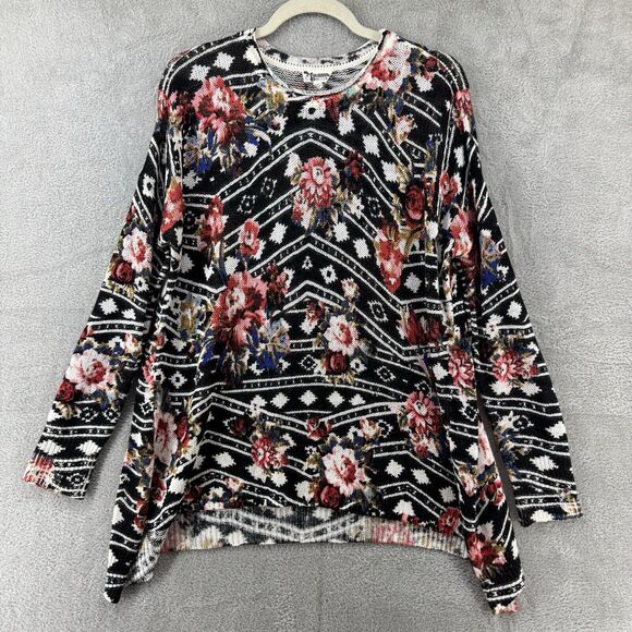 Mumu Mellow Top Womens S Black Bonfire Sweater Rose Ranger Crew Neck Oversized - Picture 1 of 13